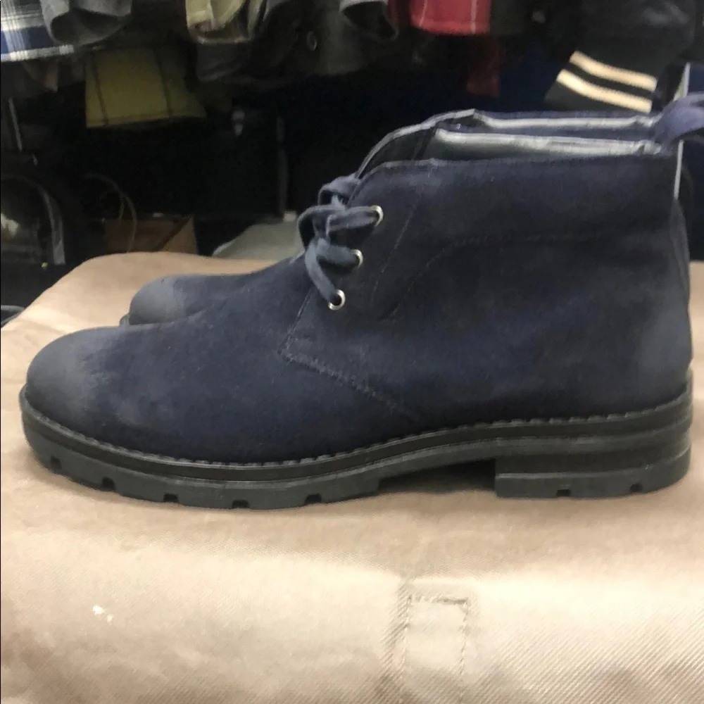 Vintage Foundry Co. Blue Chukka Boots with Suede Finish.